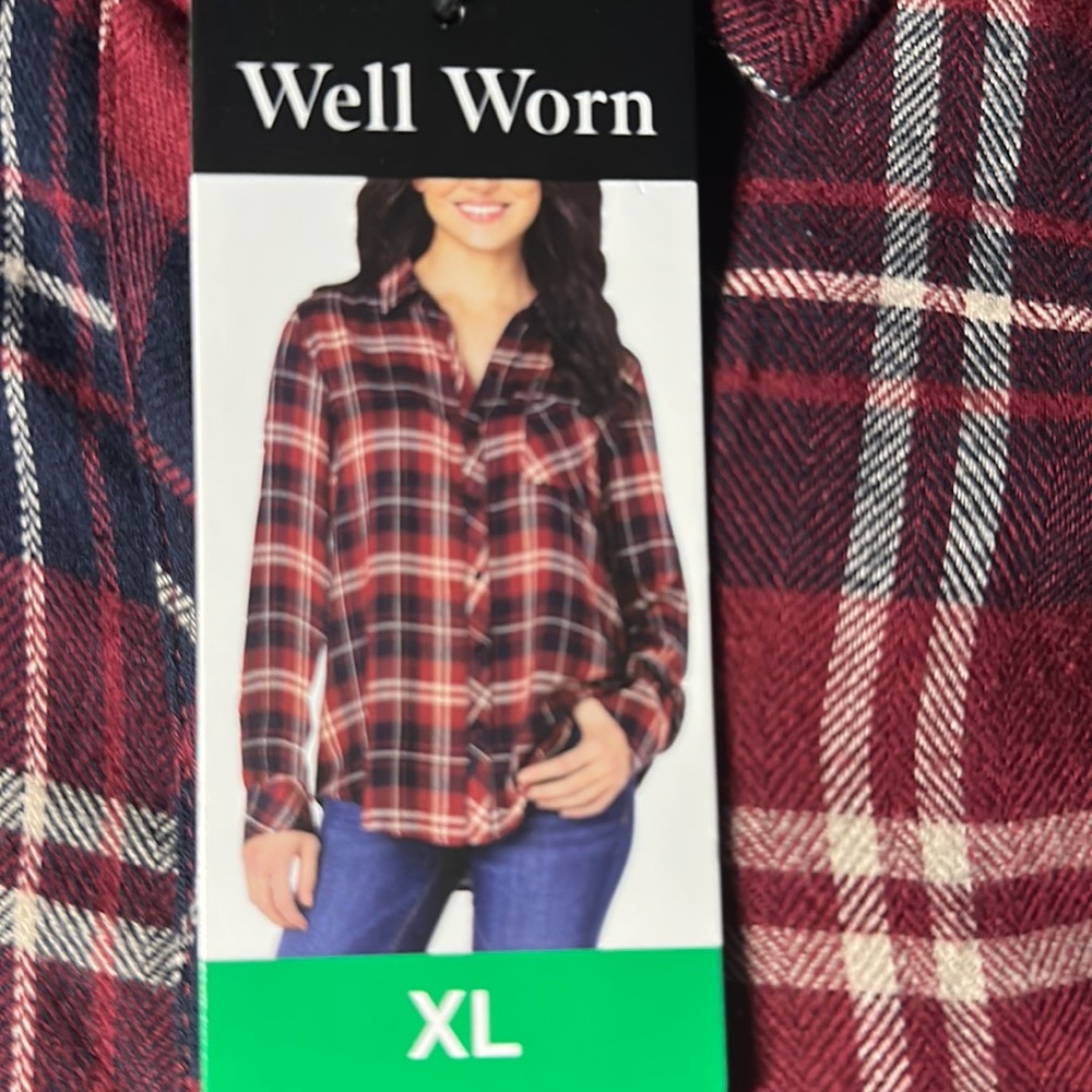 Well worn flaid long sleeves size XL color: indigo raspberry